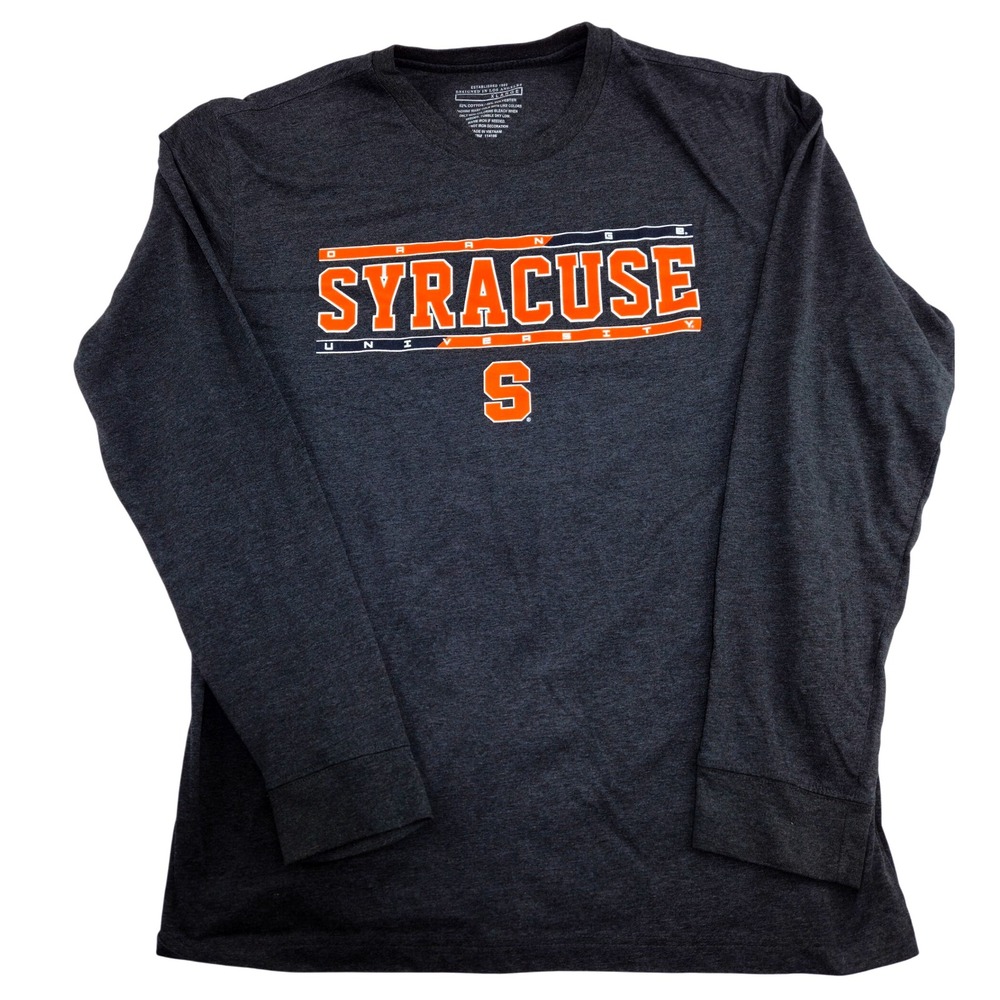 Syracuse University Long Sleeve T-Shirt Mens XL Gray Orange College Tee
